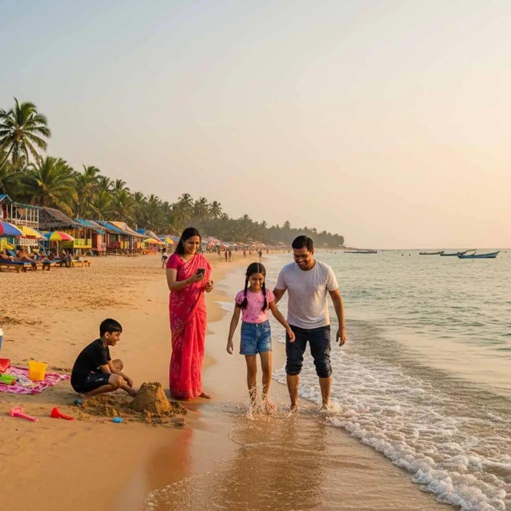 Family enjoying a relaxing holiday in Goa with beautiful beaches and sightseeing