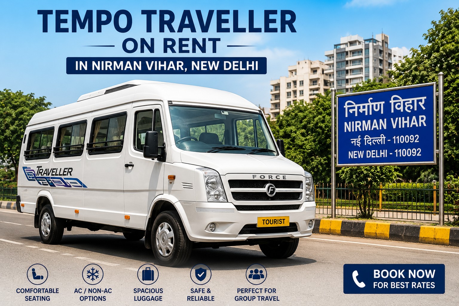 Tempo Traveller on Rent in Nirman Vihar by S S Rana Tour and Travels
