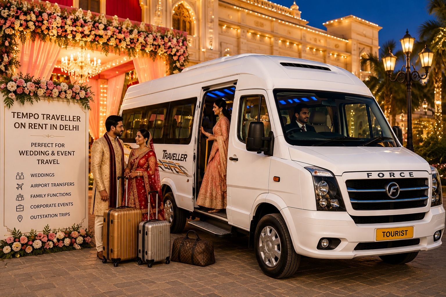 Delhi Tempo Traveller Rental for wedding guests and event group transportation