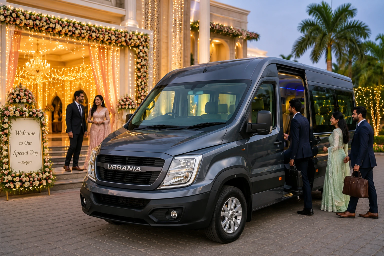 Force Urbania on rent in Delhi for wedding and events with guests