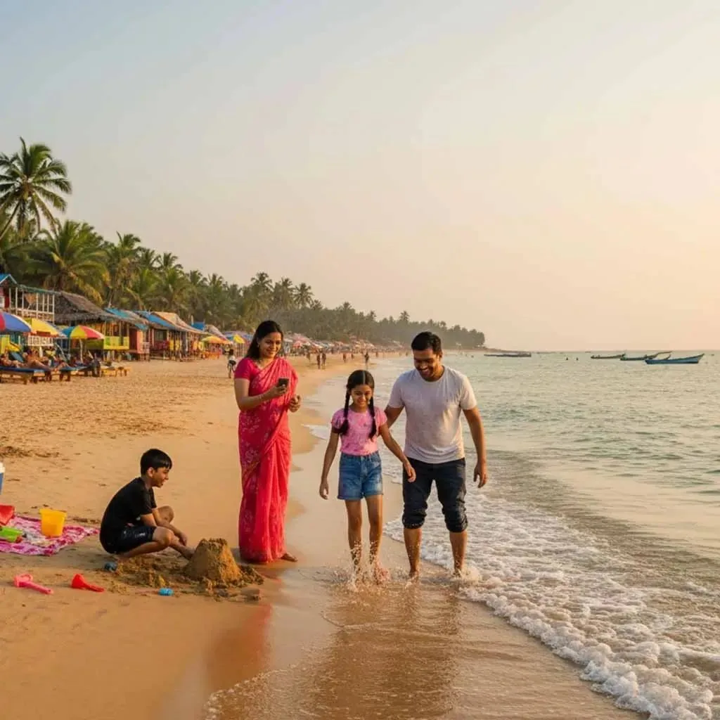 Family enjoying a relaxing holiday in Goa with beautiful beaches and sightseeing