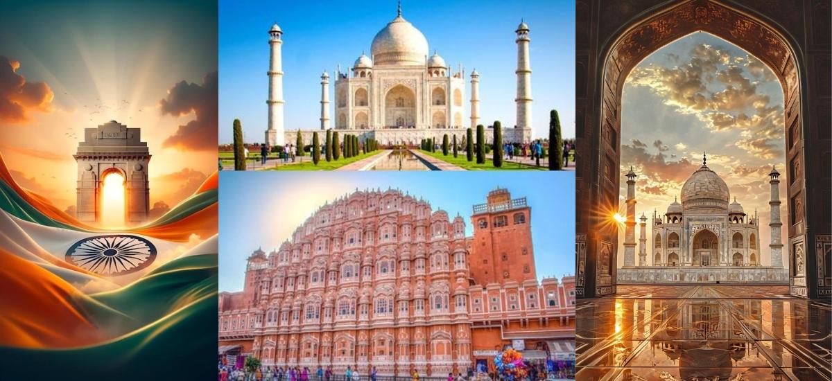 Tourists exploring Delhi Agra and Jaipur during a Golden Triangle journey