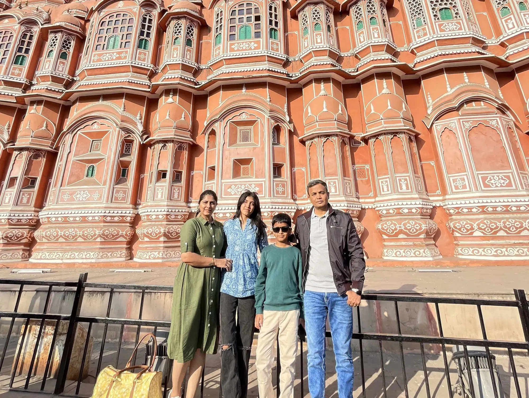 Family enjoying sightseeing during a Golden Triangle tour covering Delhi Agra and Jaipur